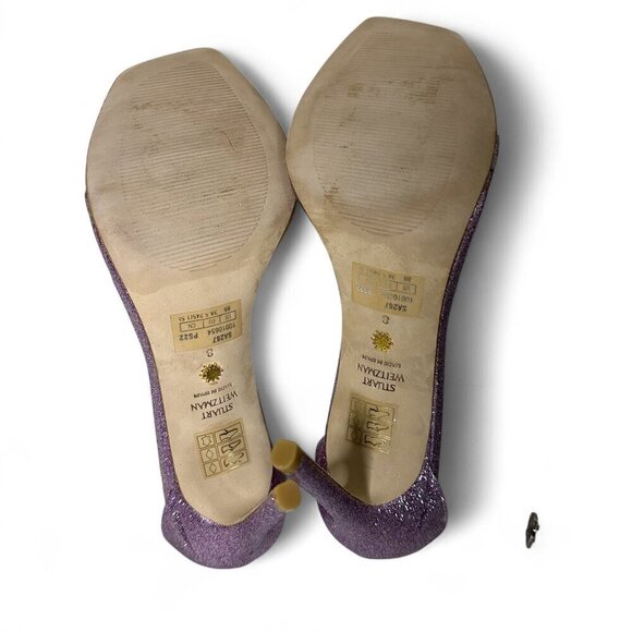 Stuart Weitzman Glitter Lilac High Heel PVC Sandal sz 8 NWOT - Picture 12 of 13